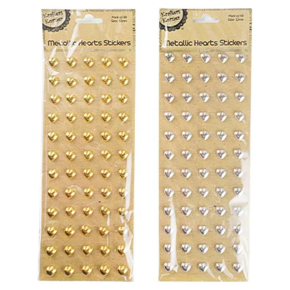 12mm Sticker Metallic Hearts - Senior Style