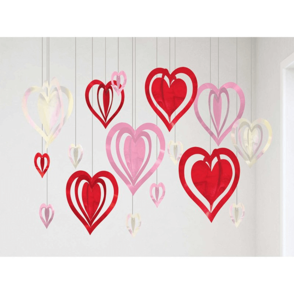 3D Hearts Hanging String Decoration