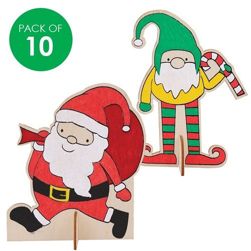 3D Wooden Christmas Characters - Pack of 10 - Senior Style