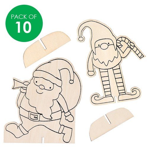 3D Wooden Christmas Characters - Pack of 10 - Senior Style