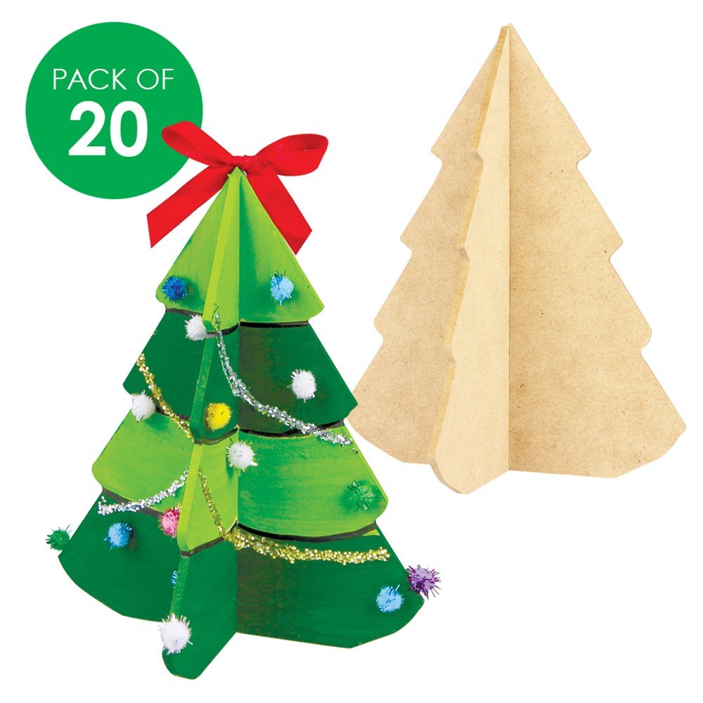 3D Wooden Christmas Trees - Pack of 20 - Senior Style