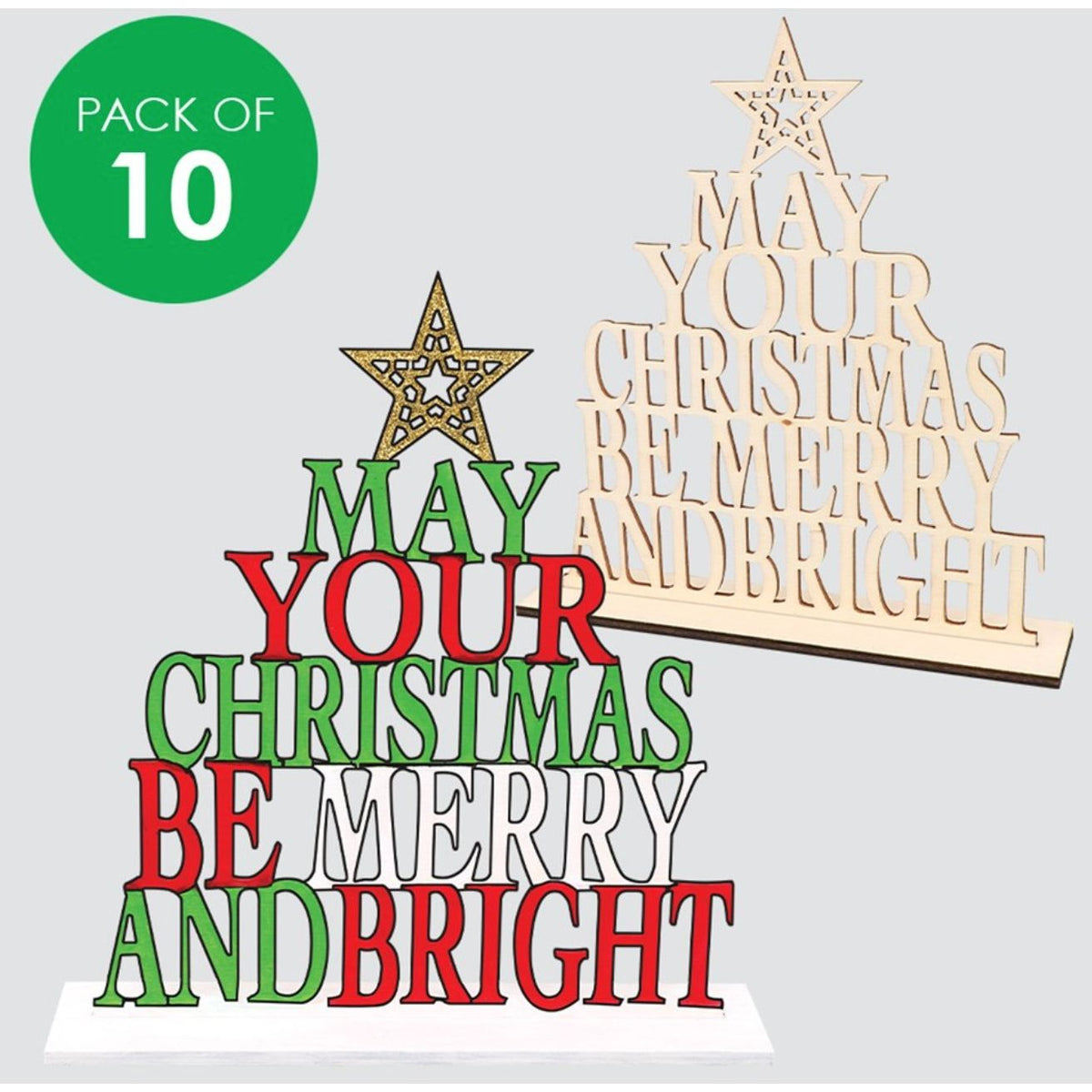 3D Wooden Christmas Word Trees - Pack of 10 - Senior Style