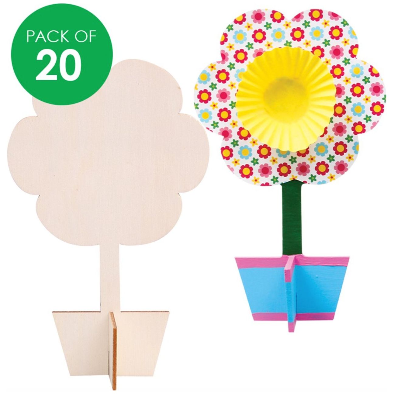 3D Wooden Flowers Pack of 20 - Senior Style