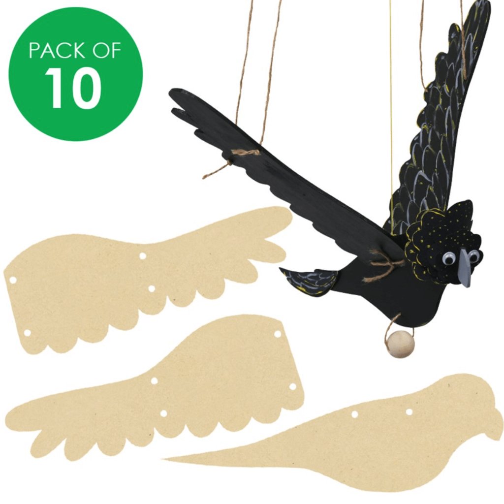 3D Wooden Flying Birds - Pack of 10 - Senior Style