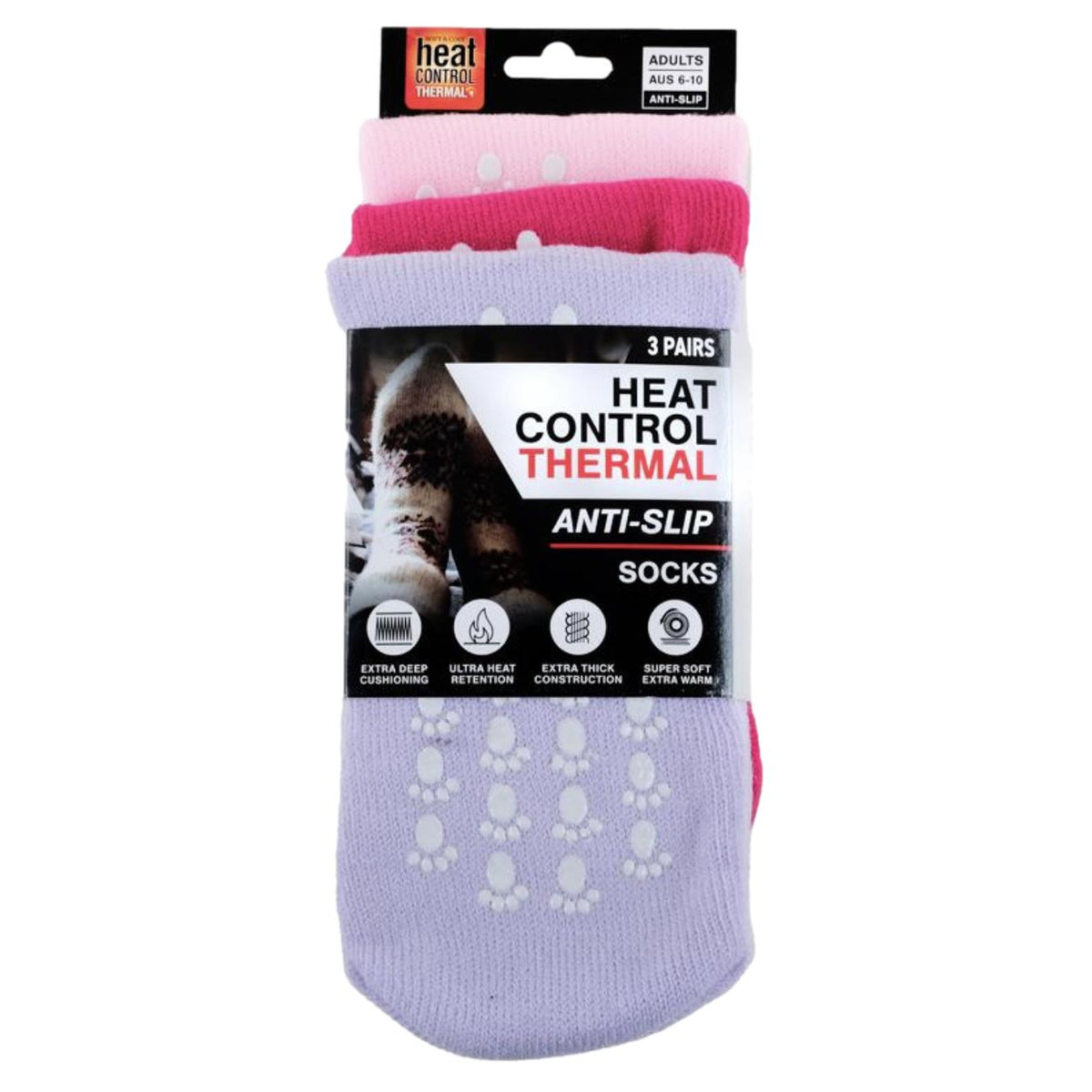 3pk Ladies Anti - Slip Socks - Senior Style