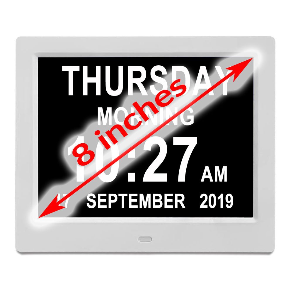 8 Inch Digital Calendar Day Clock - Orientation Dementia Clock - Senior Style