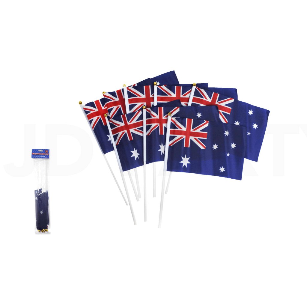 8 Pack Australian Hand Flag - Senior Style