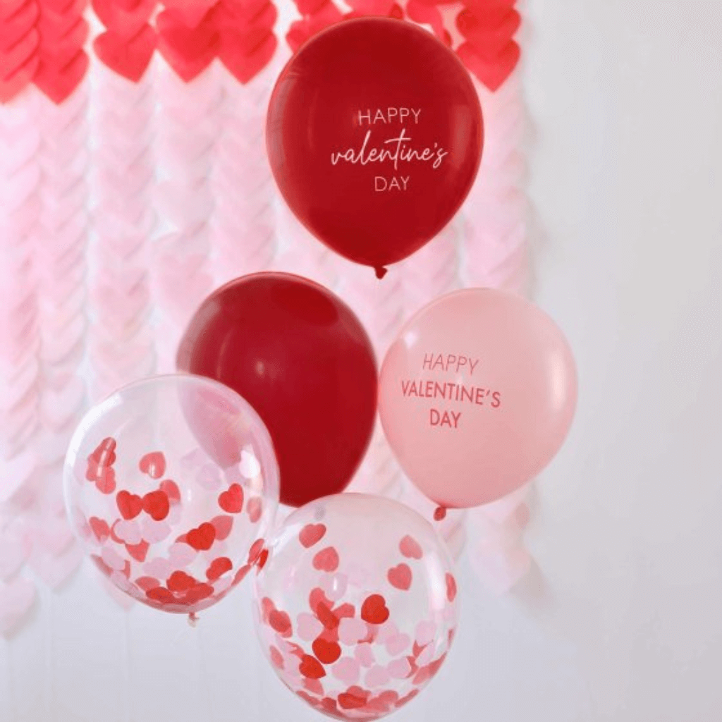 Be Mine Pink, Red &amp; Confetti Valentines Balloons Bundle