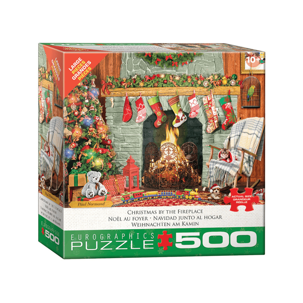 Christmas by the Fireplace - 500 XL Piece Jigsaw Puzzle