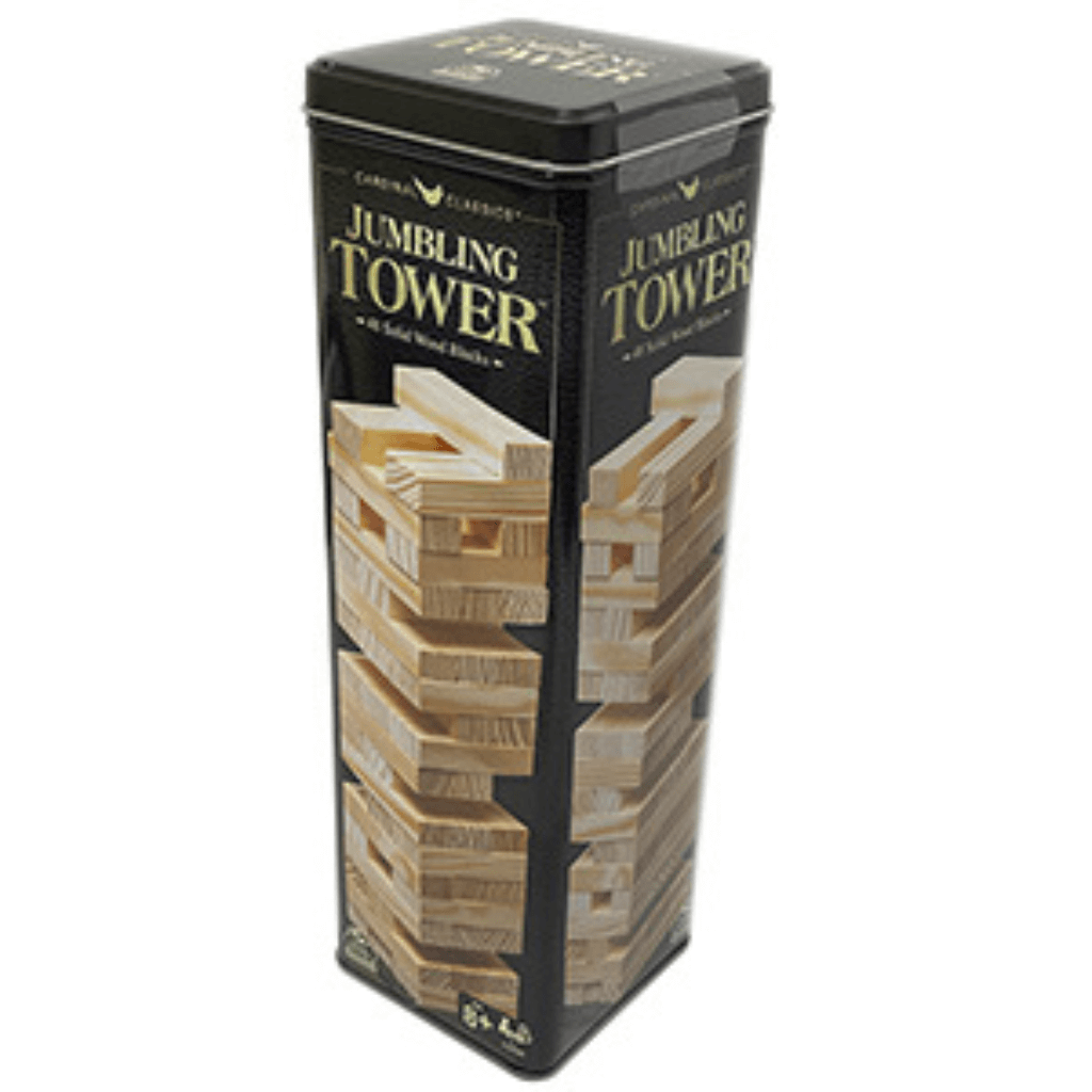 Classic 48-piece Wooden Tumbling Tower in Tin