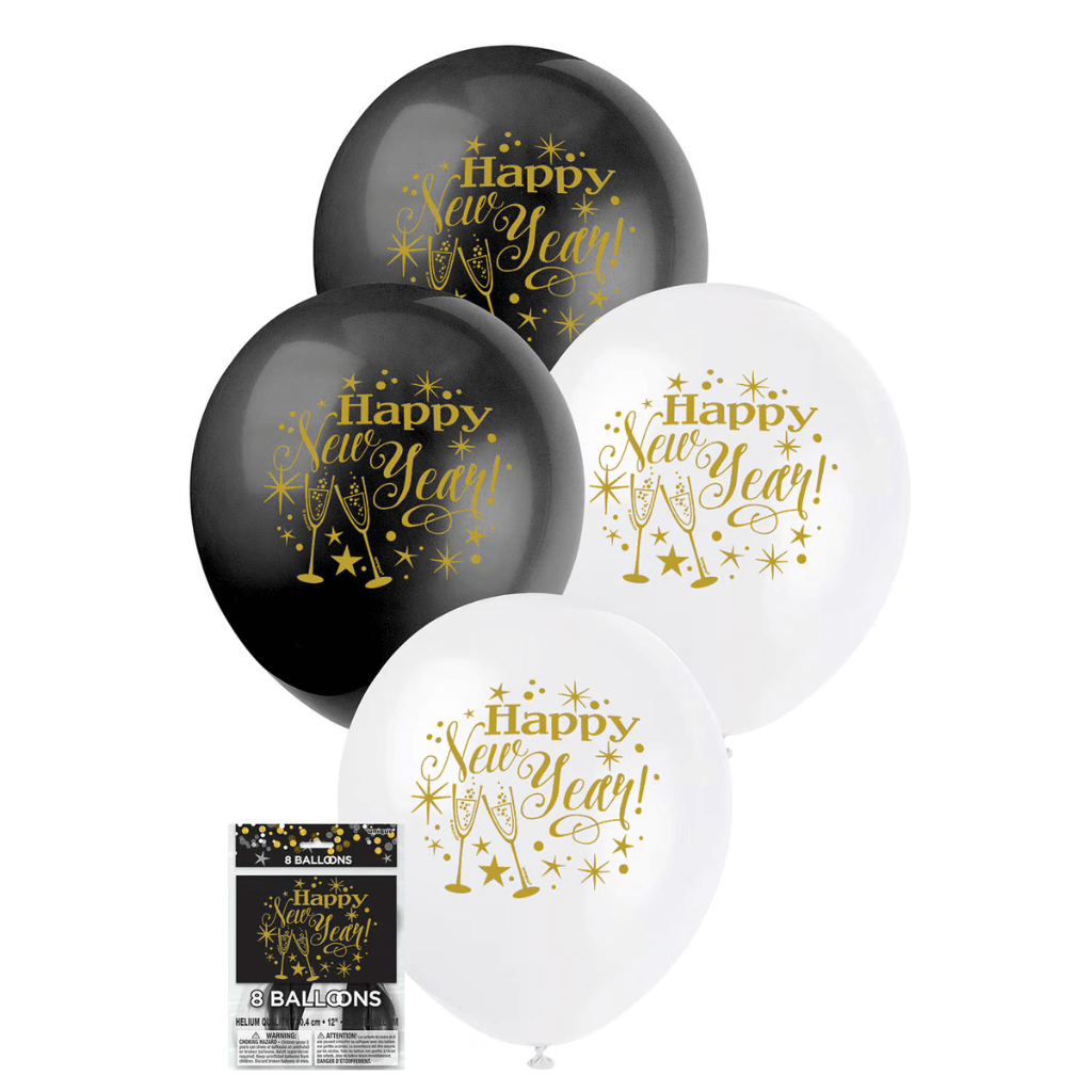 Glittering New Year Latex Balloons