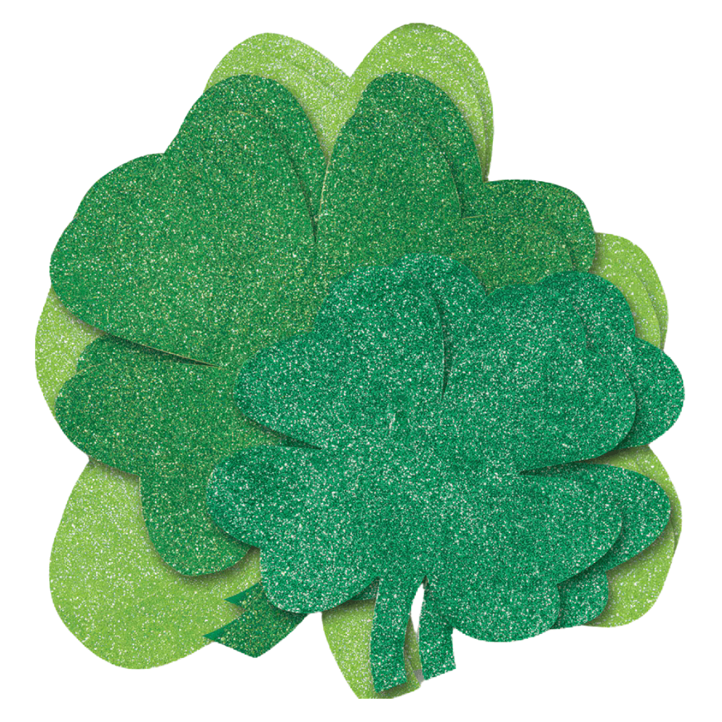 Green Shamrock Mini Glitter Cutouts