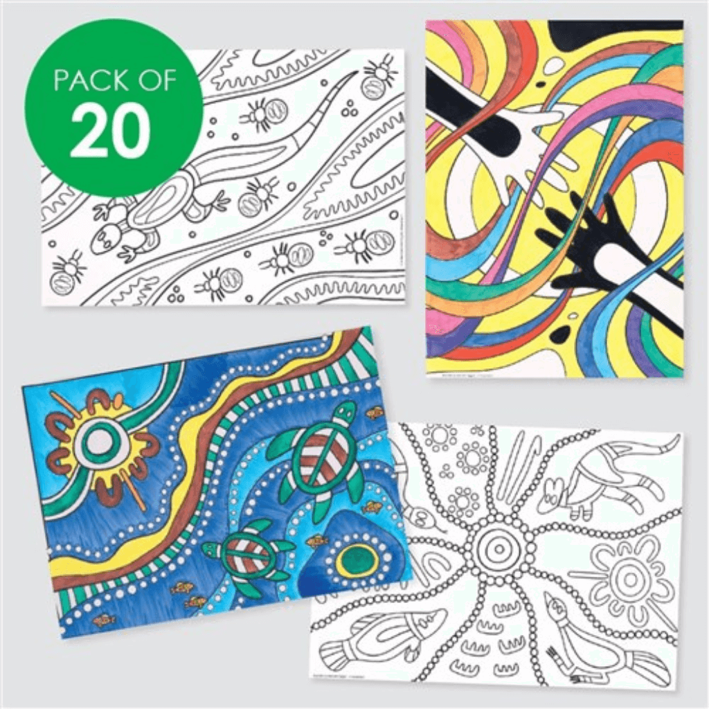 Indigenous Designed Cardboard Colouring Sheets A3