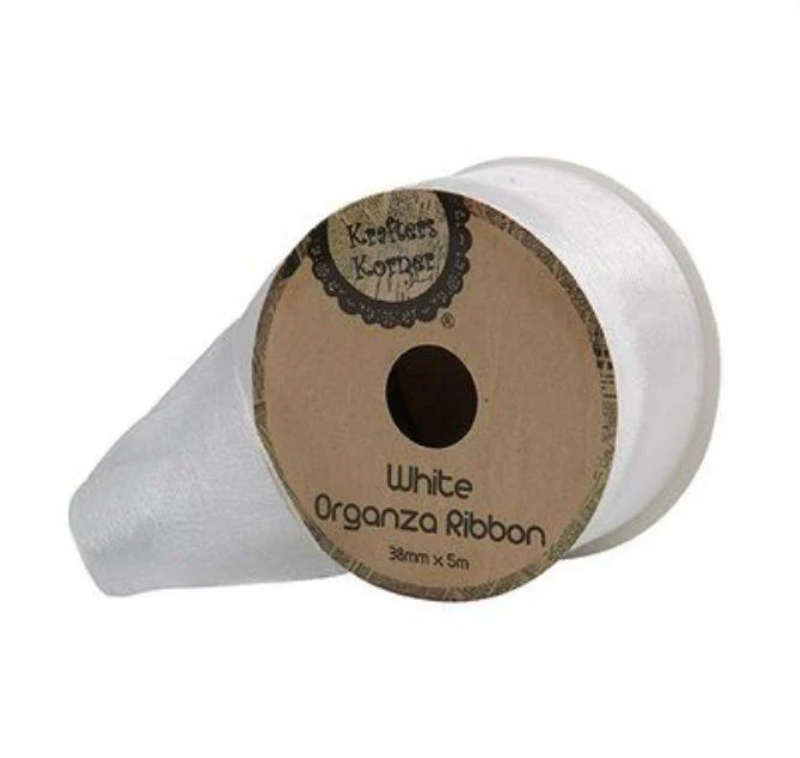 Organza White Ribbon 38mm x 5m