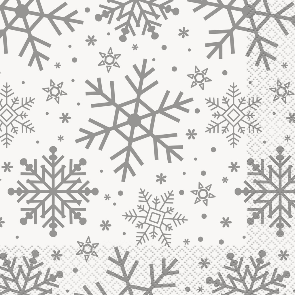 Silver and Gold Holiday Snowflakes Lunch Napkins