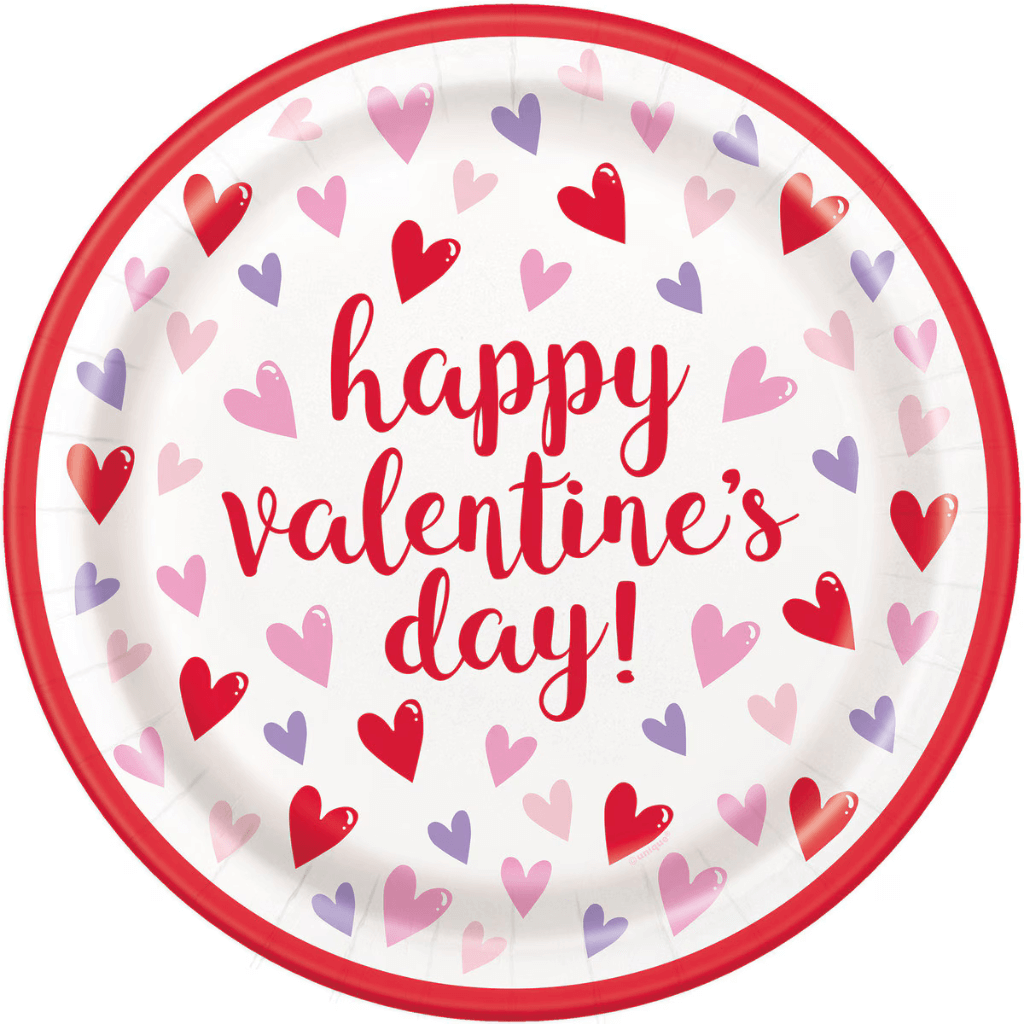 Sparkling Hearts &quot;Happy Valentine&#39;s Day&quot; Paper Plates