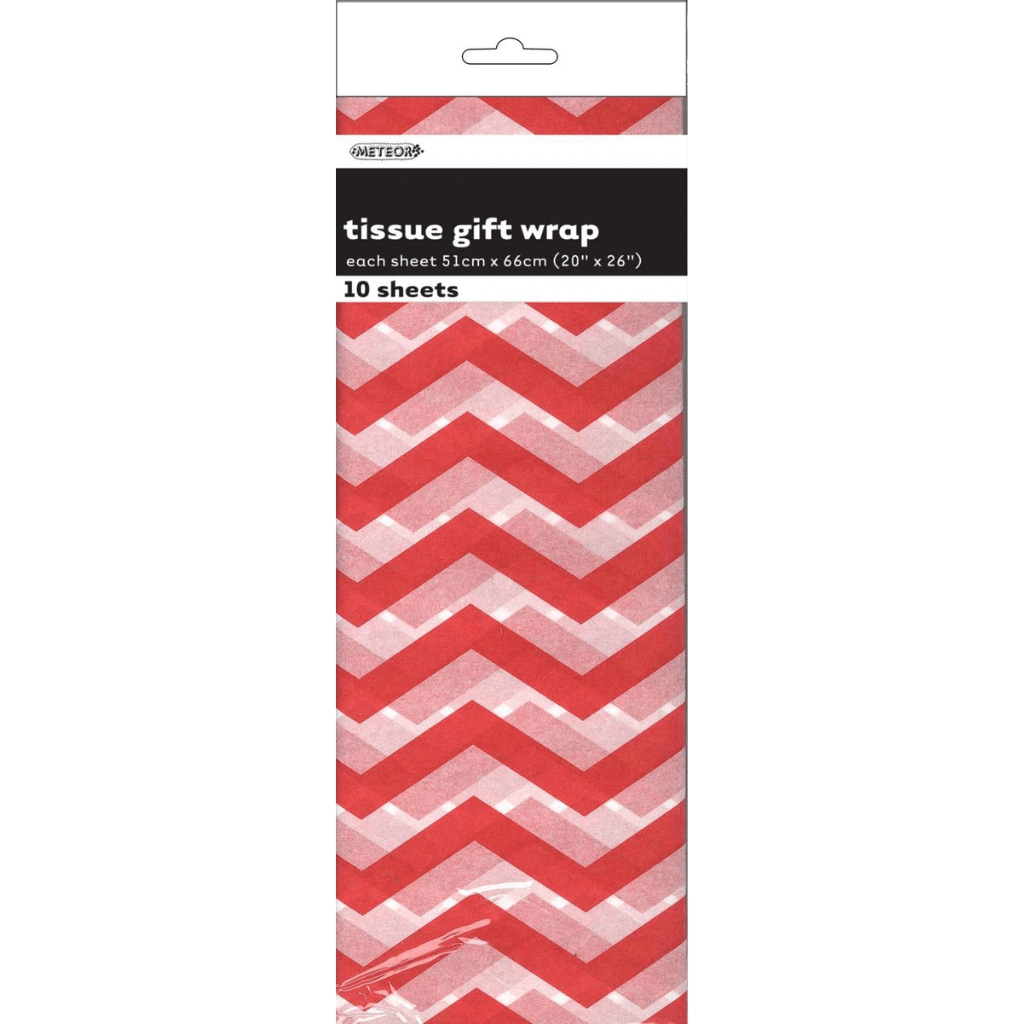 Tissue Gift Wrap Sheets - Chevron Red