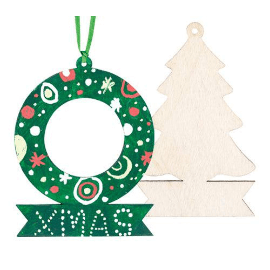 Wooden Wreath and Tree with Banner