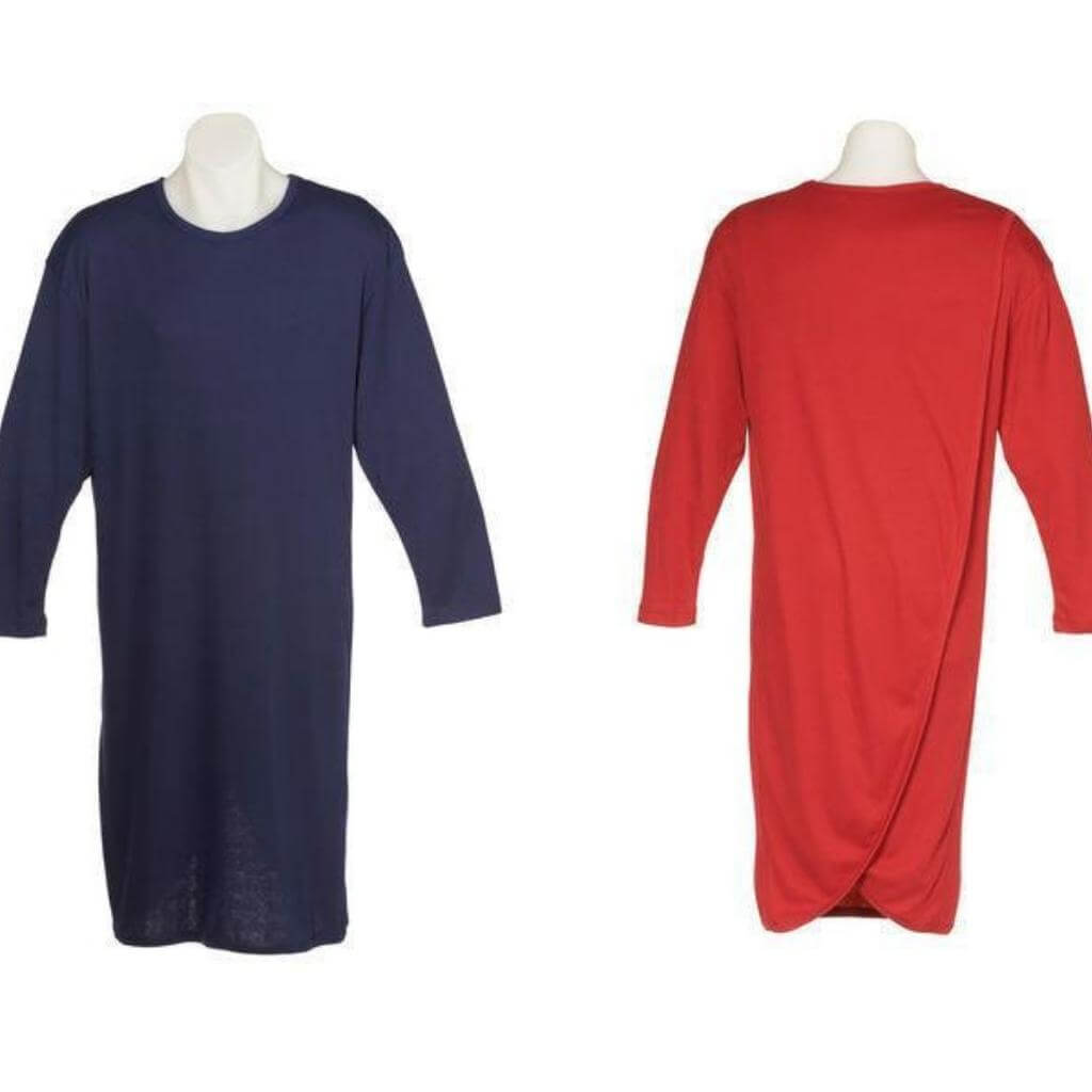 Adaptive Long Sleeve Men&#39;s Nightshirt Petal Back Clothing - Senior Style