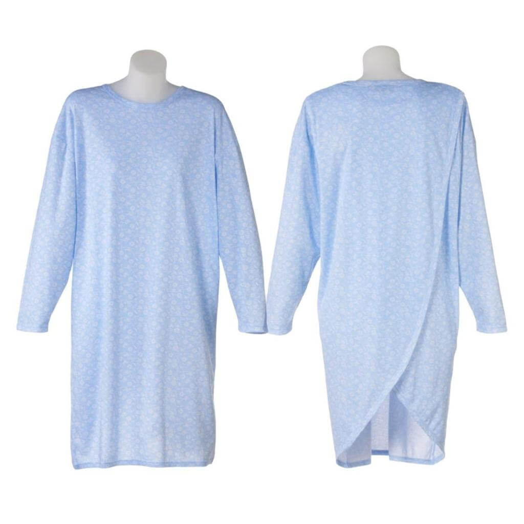 Adaptive Long Sleeved Nightie Petal Back Clothing - Senior Style