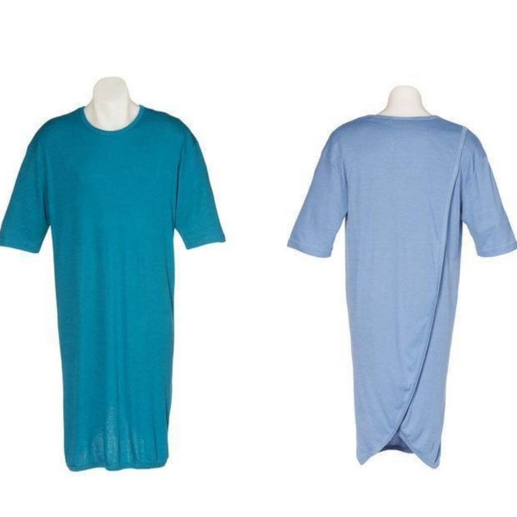 Adaptive Short Sleeve Men's Nightshirt Petal Back Clothing - Senior Style