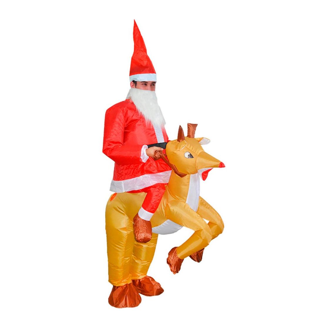 Adult Inflatable Santa on a Reindeer Costume - Senior Style