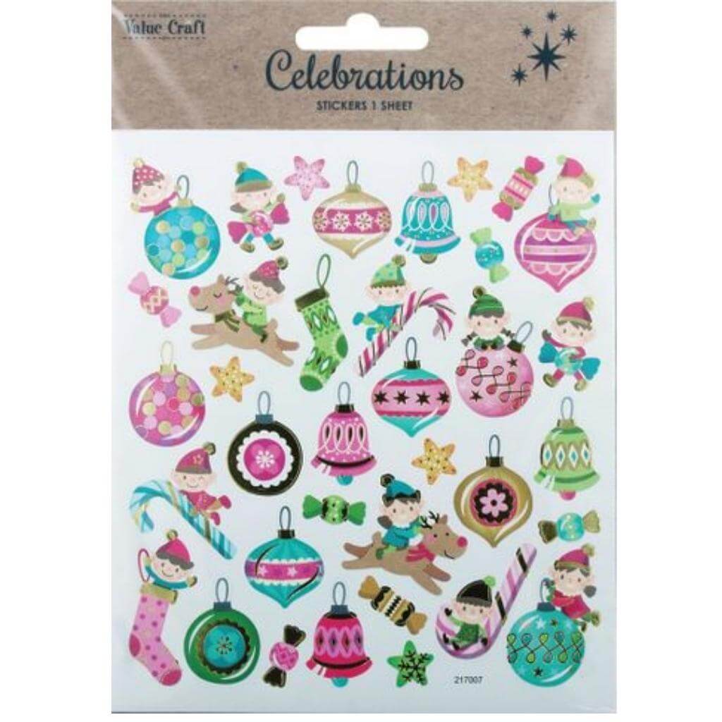 Assorted Christmas Stickers 1 Sheet - Senior Style