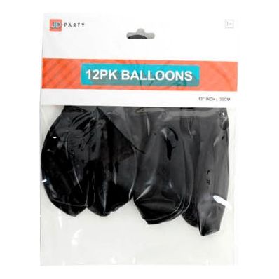 Balloons Black Pack Of 12 - Senior Style