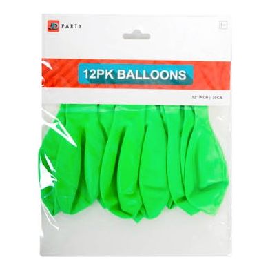 Balloons Green Pack Of 12 - Senior Style