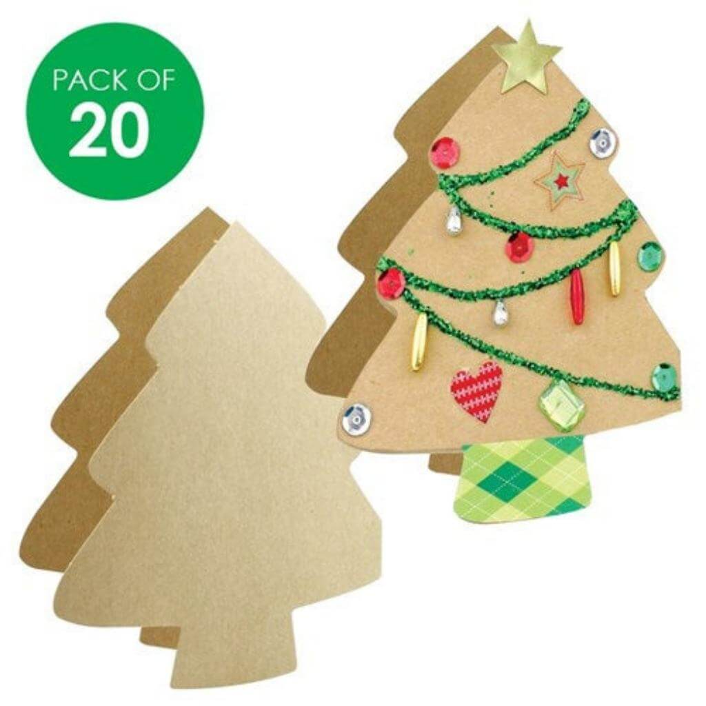 Cardboard Tree Greeting Cards - Brown - Pack of 20 - Senior Style