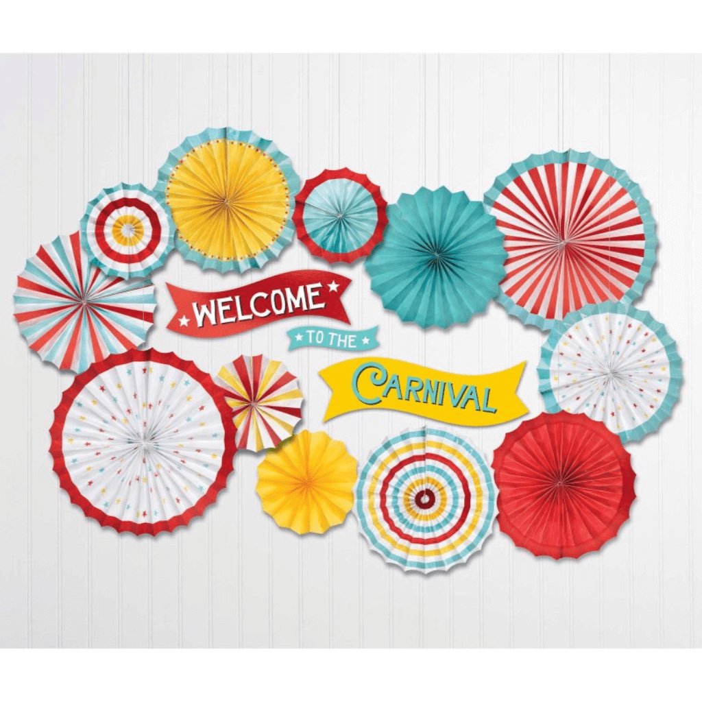 Carnival Paper Fans &amp; Cutouts Decorating Kit - Senior Style