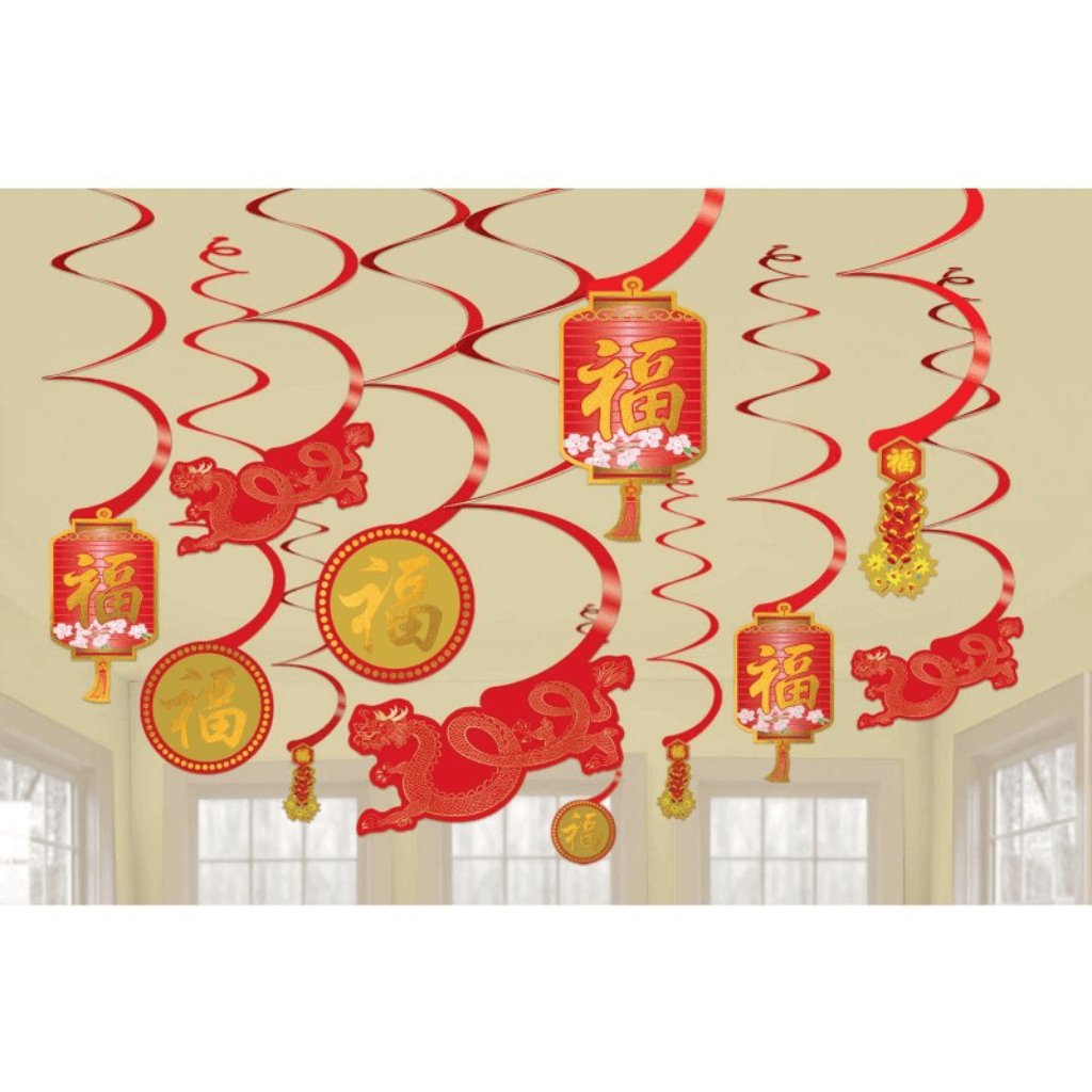 Chinese New Year Swirl Decorations Hot - Stamped Value Pack - Senior Style