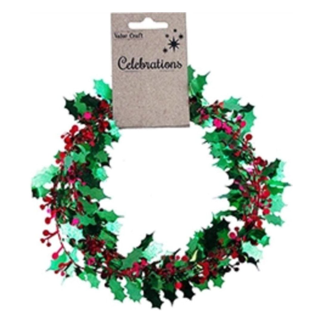 Christmas Garlands Holly With Berries 3m - Senior Style