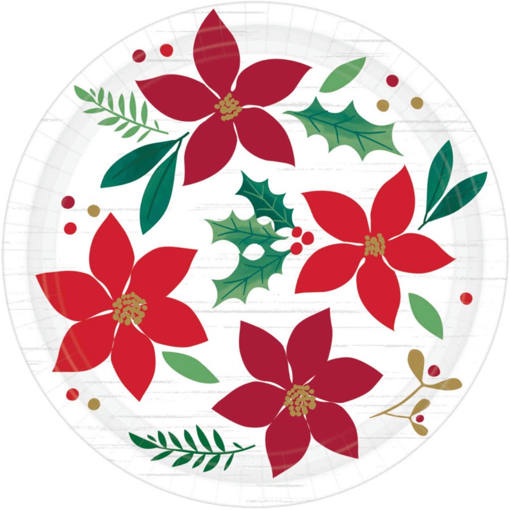 Christmas Wishes 17cm Round Paper Plates - Senior Style