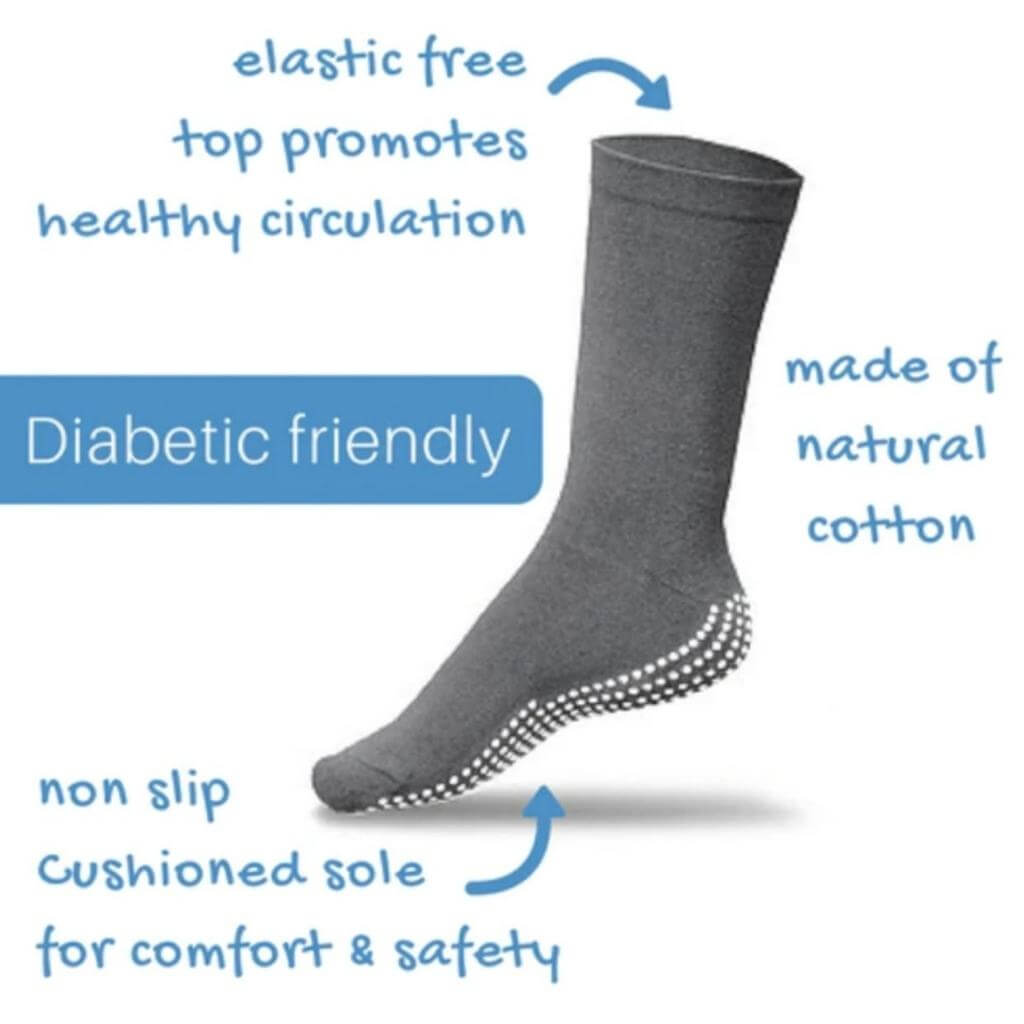 Circulation Socks / Non Slip Socks / Diabetic Safe Socks by Gripperz - Senior Style