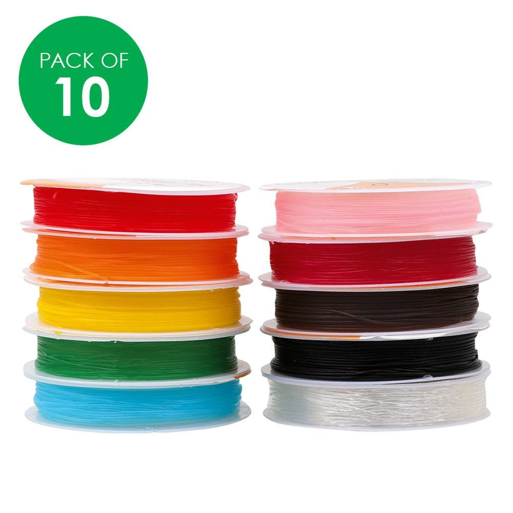 Coloured Elastic - Pack of 10 Colours - Senior Style