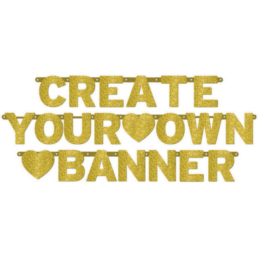 Customisable Letter Banner Gold Glitter - Senior Style