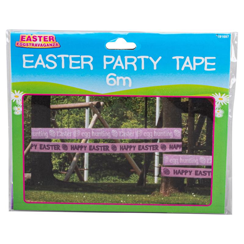 Easter Party Tape 8cm x 6m Pink With Navy Wording - Senior Style