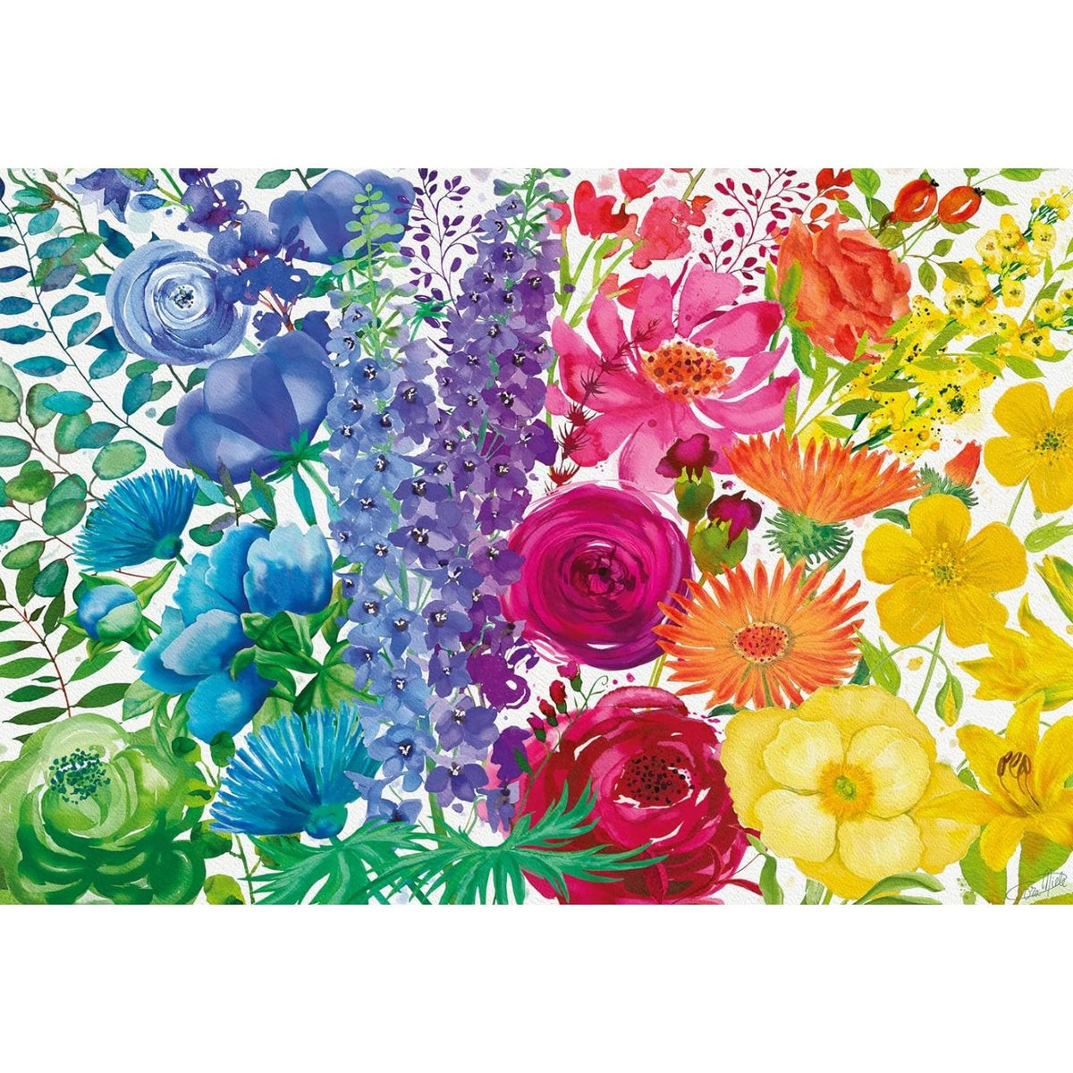 Floral Rainbow - 300 Large Piece Jigsaw Puzzle - Senior Style