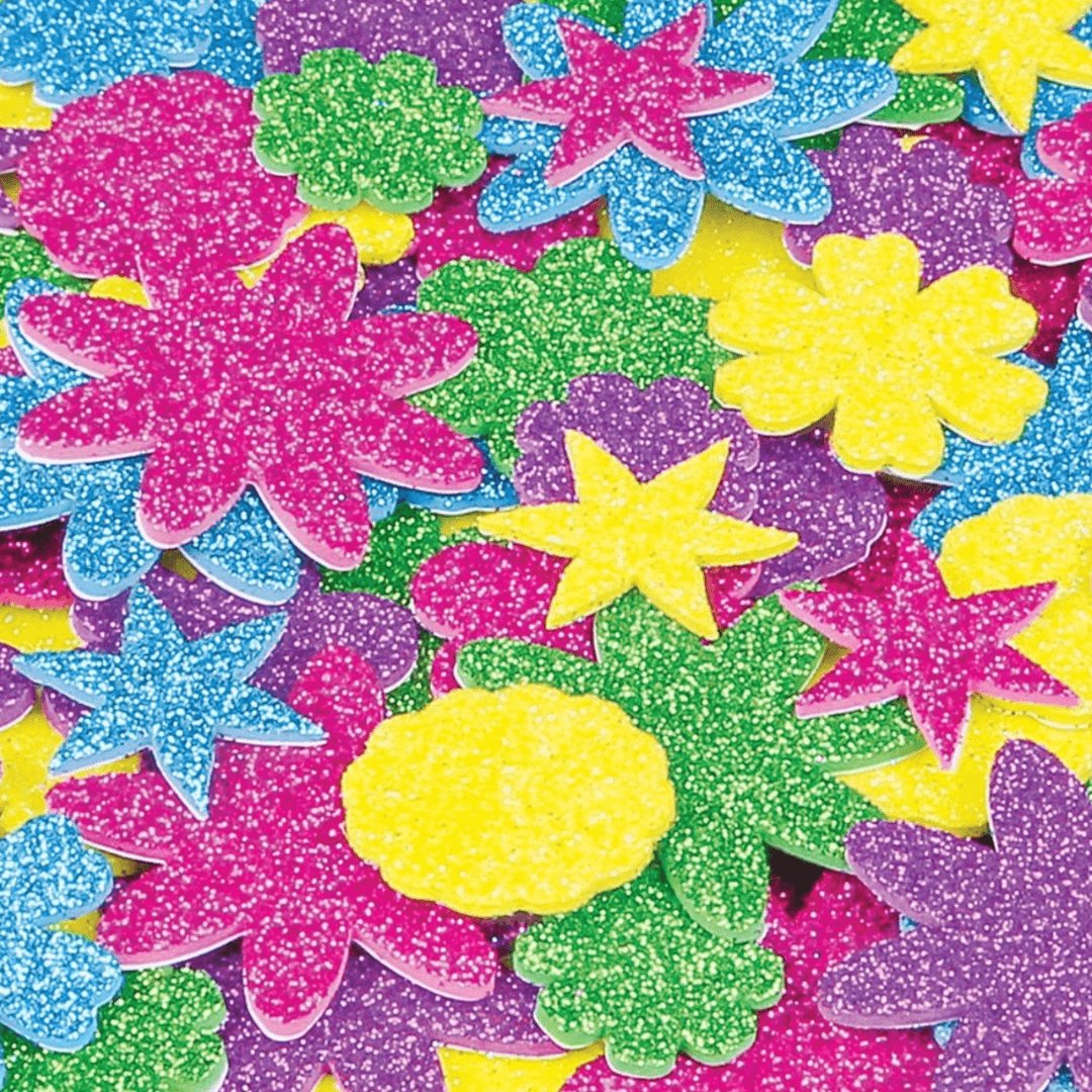 Foam Glitter Flower Stickers - Pack of 120 - Senior Style