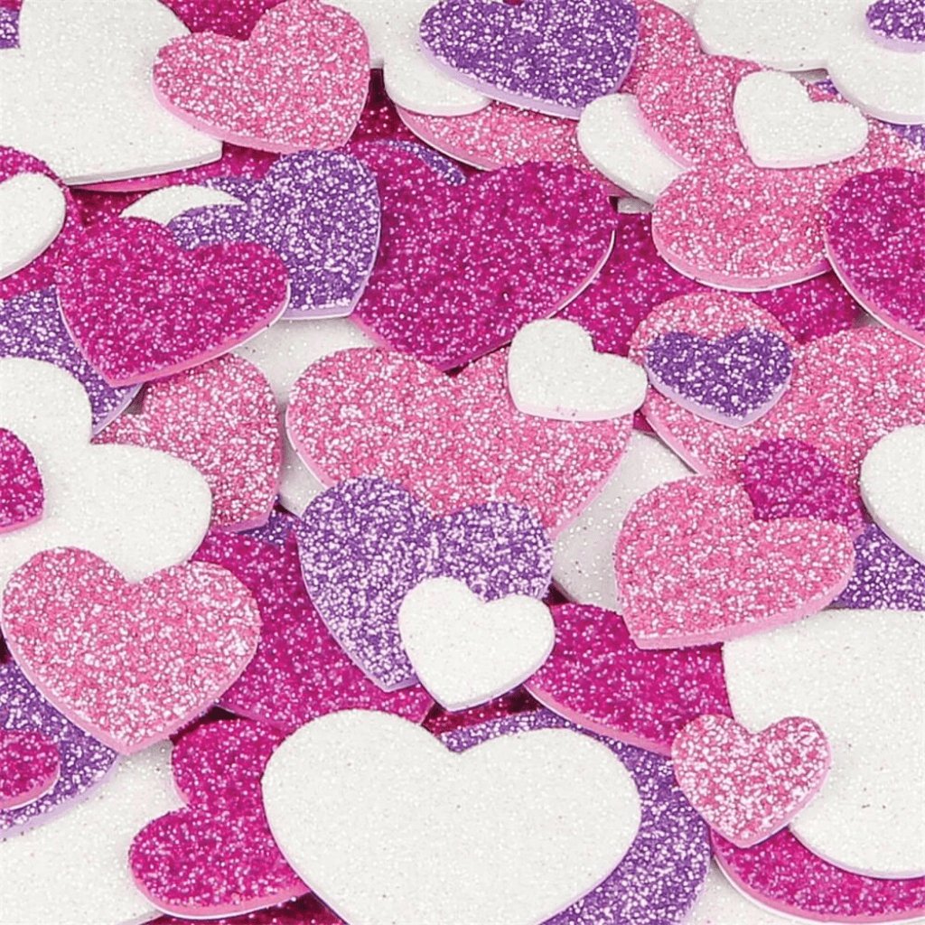 Foam Glitter Heart Stickers Pack of 120 - Senior Style