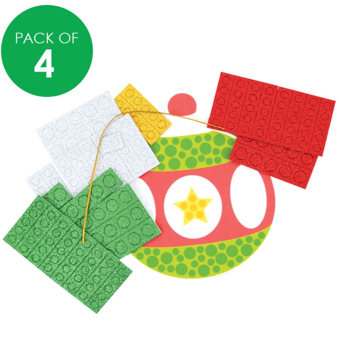 Foam Mosaic Christmas Ornaments Multi Pack - Pack of 4 - Senior Style