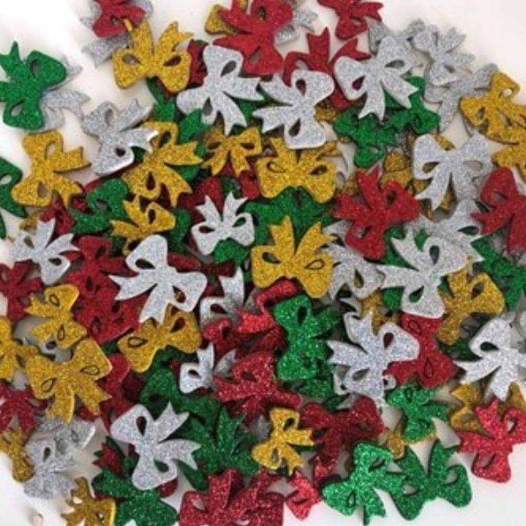 Foam Stickers Glitter Bows 100 Pieces - Senior Style