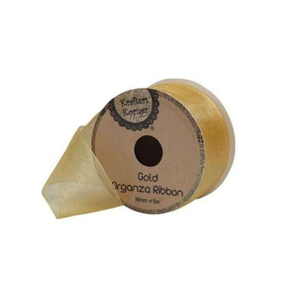 Glitter Organza Gold Ribbon 38mm x 3m - Senior Style