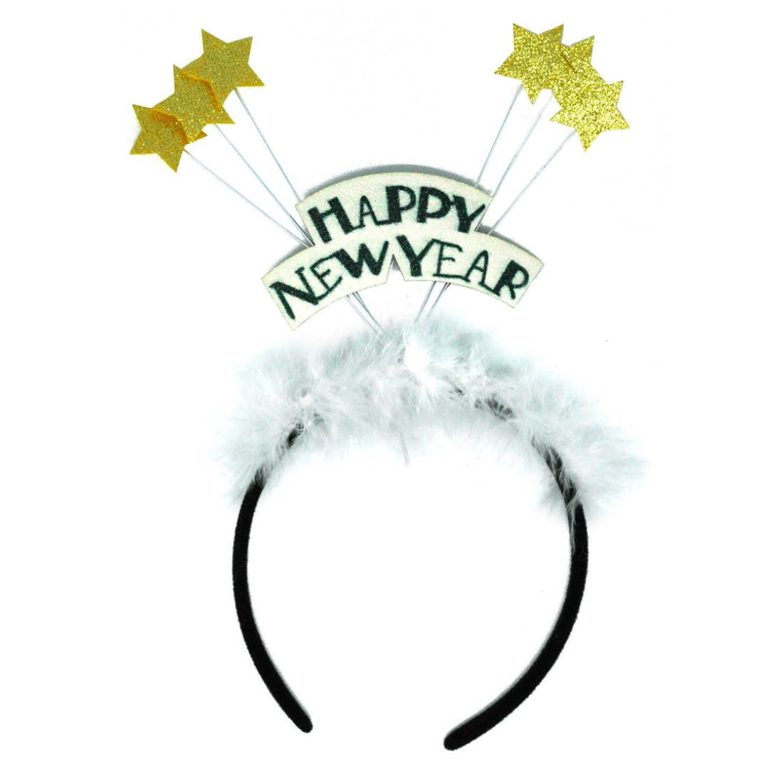 Happy New Year Star Gold Headband - Senior Style