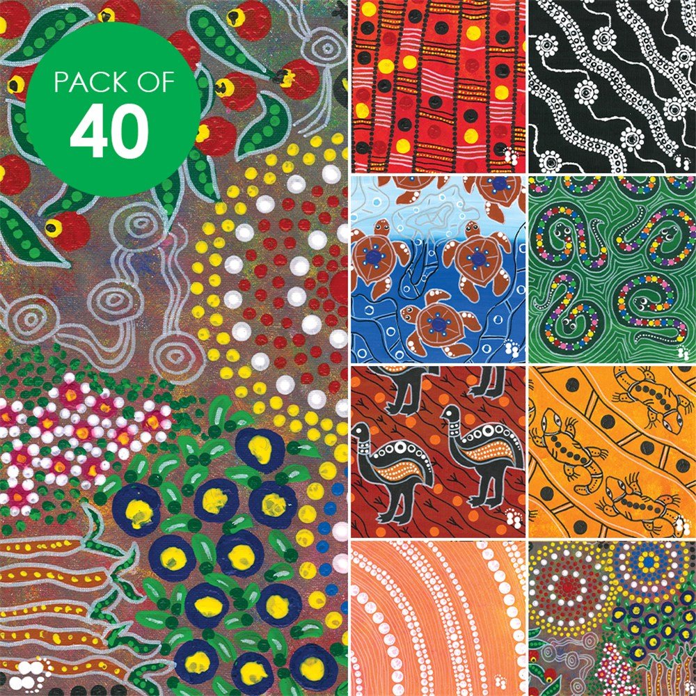 Indigenous Designed Dot Painting Craft Paper - Pack of 40 - Senior Style