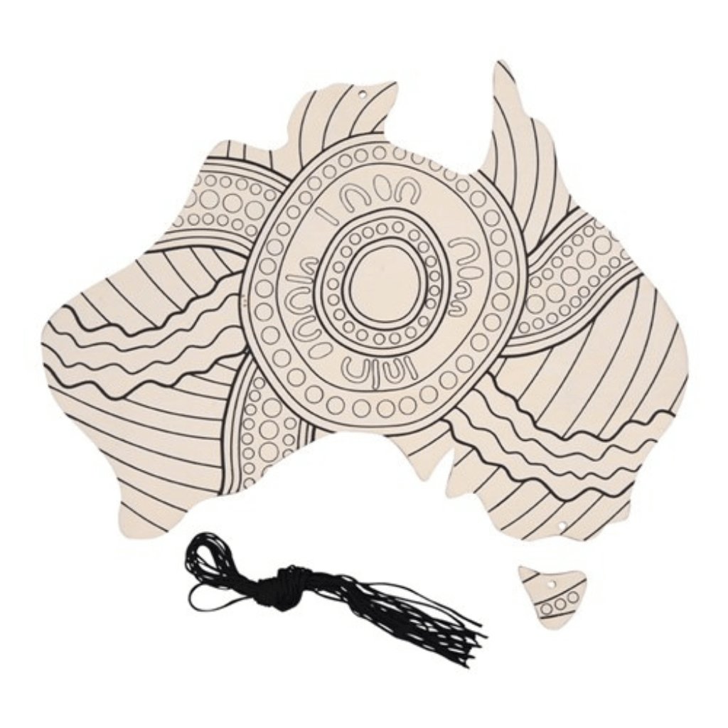 Indigenous Designed Printed Wooden Australia Shapes - Pack of 10 - Senior Style