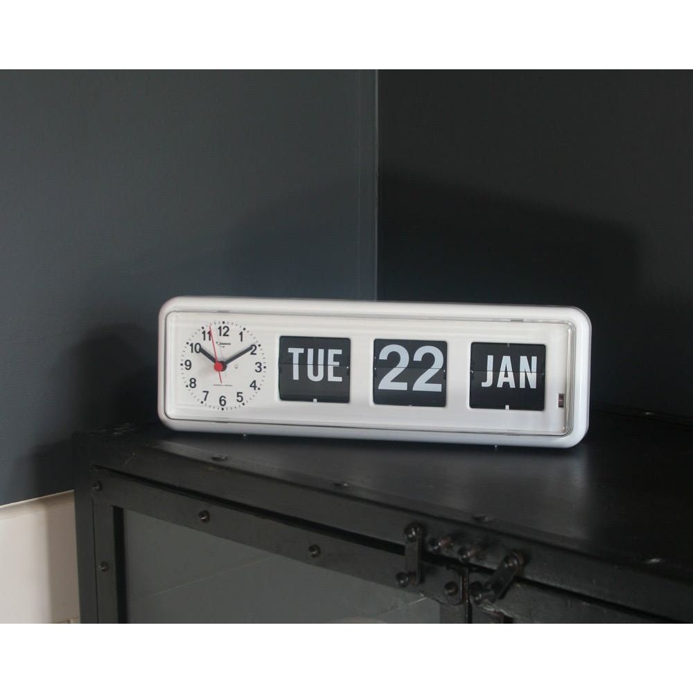 Jadco Automatic Flip Calendar with Analogue Clock - Senior Style