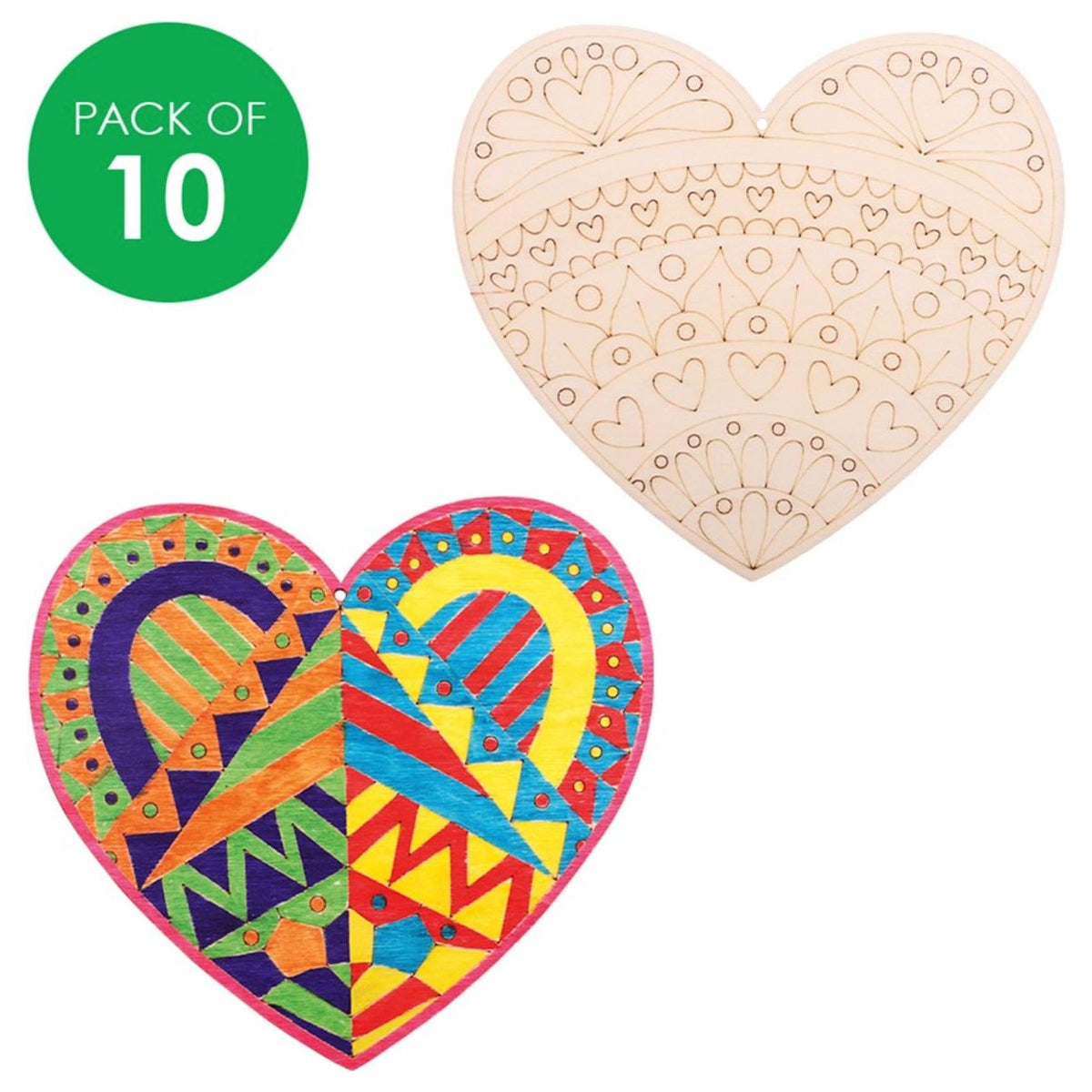 Laser Etched Wooden Hearts - Pack of 10 - Senior Style