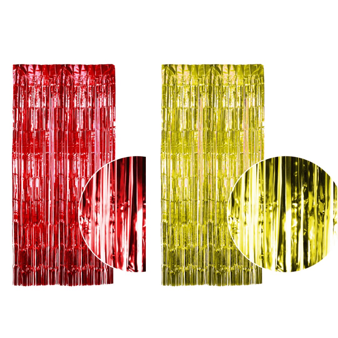 Metallic Tinsel Shimmer Curtain Red or Gold - Senior Style